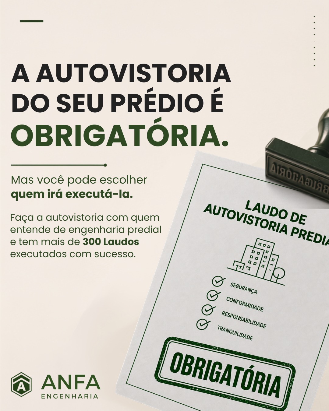 Post ANFA Engenharia: a autovistoria do seu prédio é obrigatória